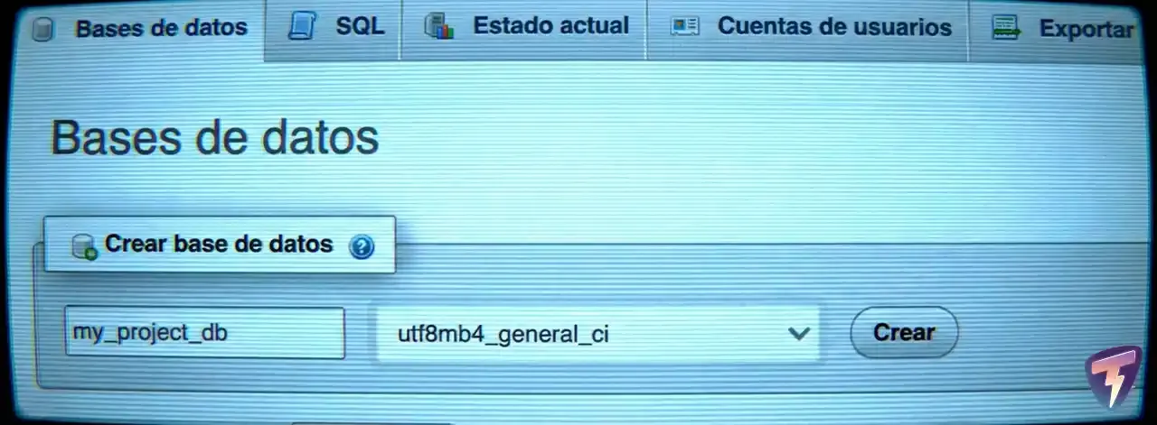Creación de base de datos en phpMyAdmin