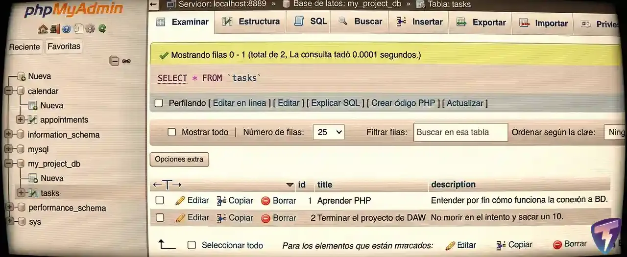 Creación visualización de datos en phpMyAdmin